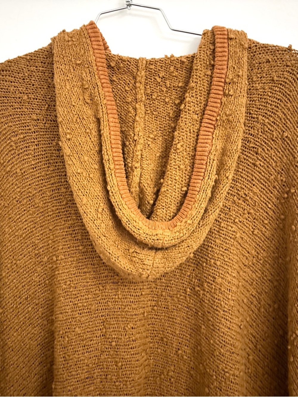 EUC Free People Chunky Knit Hooded Beach Easy Breezy Rust Poncho Sweater XS/S - Picture 8 of 11
